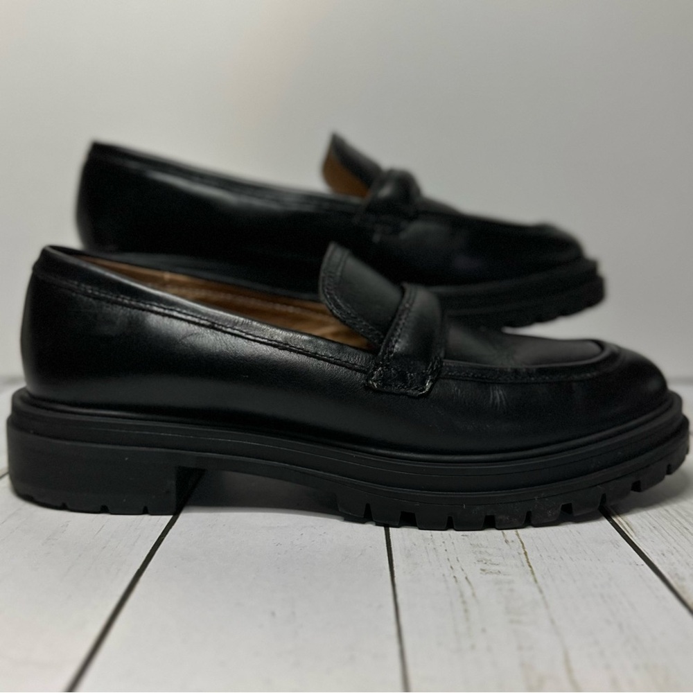 Madewell Loafers Womens 7.5 Bradley Lugsole Chunky Slip On Black Dark Academia